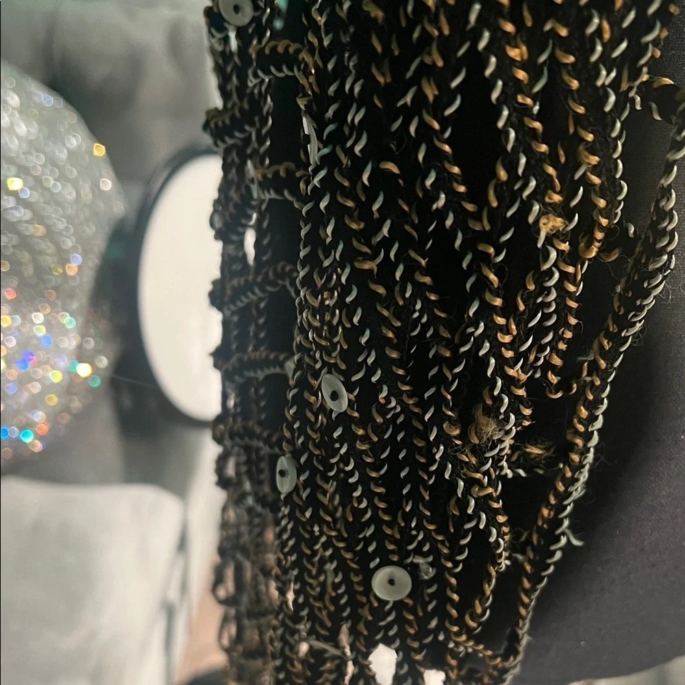 Bajra Summer handmade silk Elegant Black and brown & Silver Women's Scarf